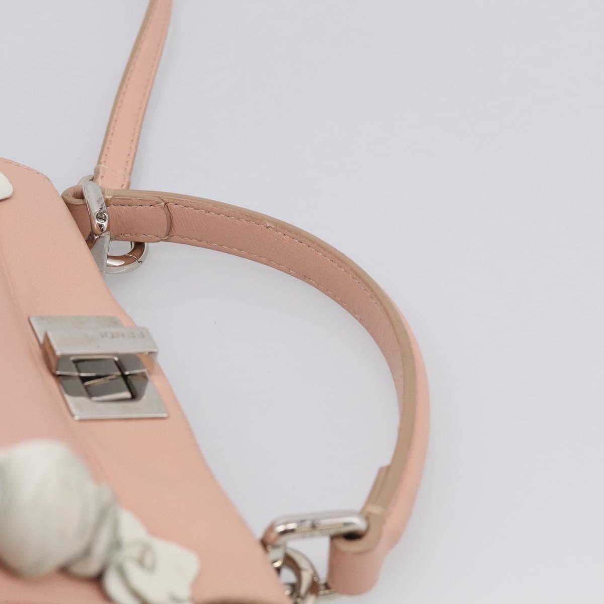 FENDI Mini Peek A Boo Hand Bag Leather 2way Pink Silver Auth 216247A