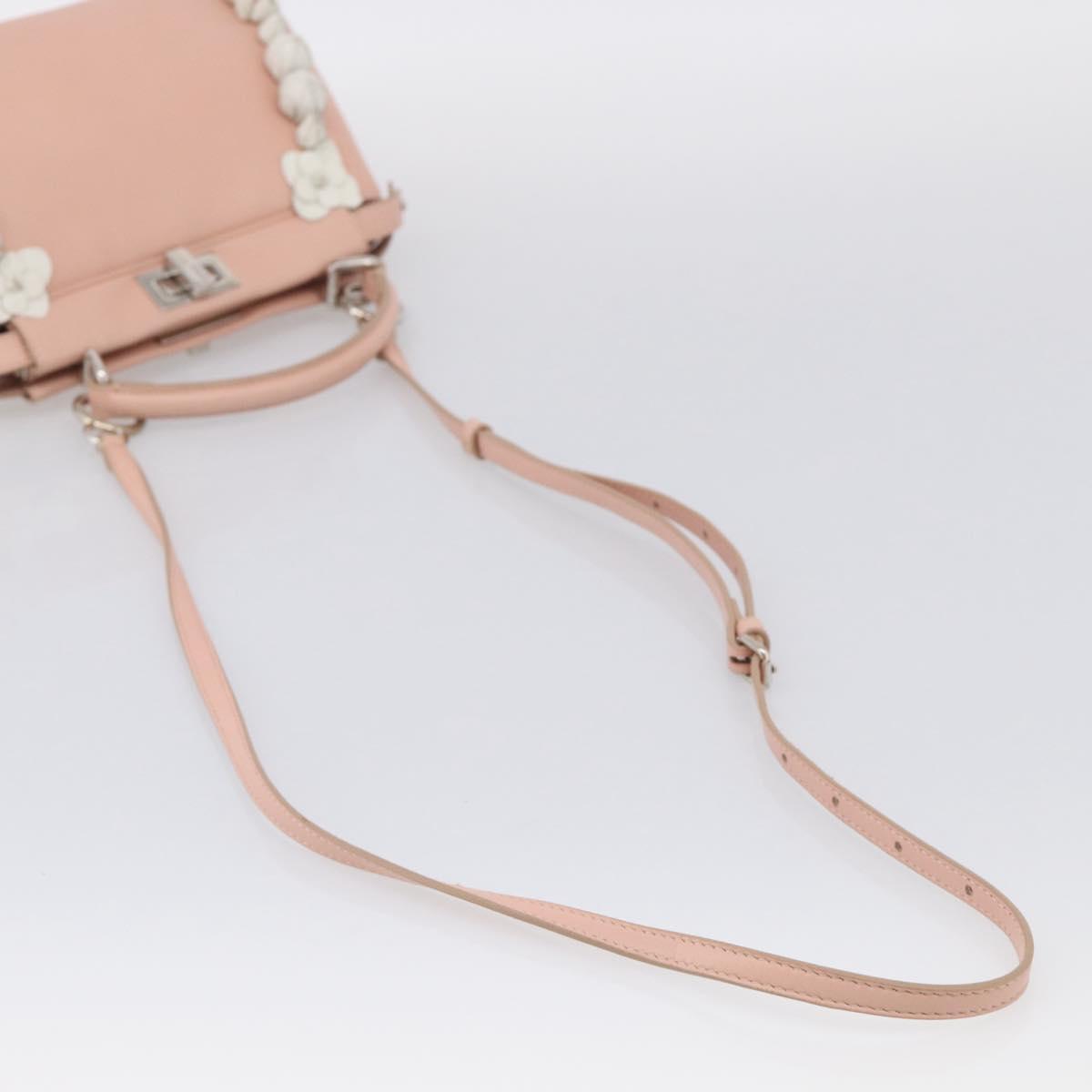 FENDI Mini Peek A Boo Hand Bag Leather 2way Pink Silver Auth 216247A
