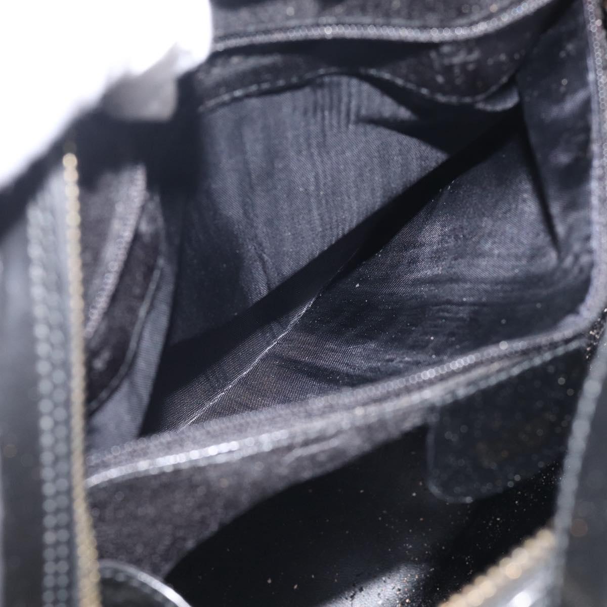 GUCCI Bamboo Tote Bag Patent leather Black Gold 001 3444 1650 Auth 216250