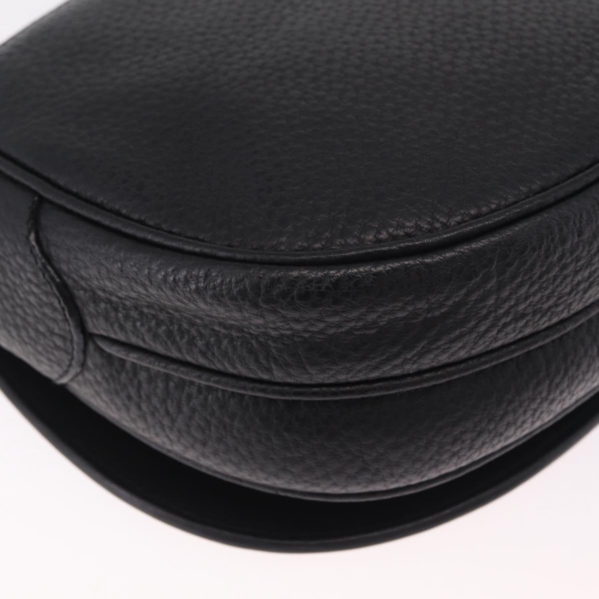 Valentino Shoulder Bag Leather Black Gold Auth 216251A