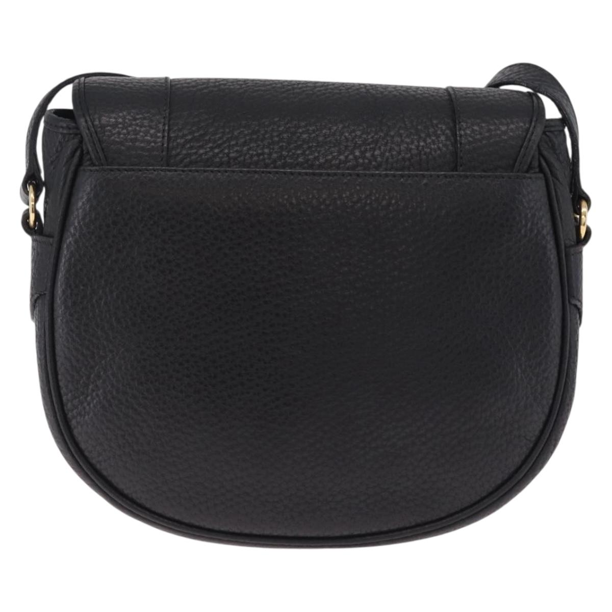 Valentino Shoulder Bag Leather Black Gold Auth 216251A
