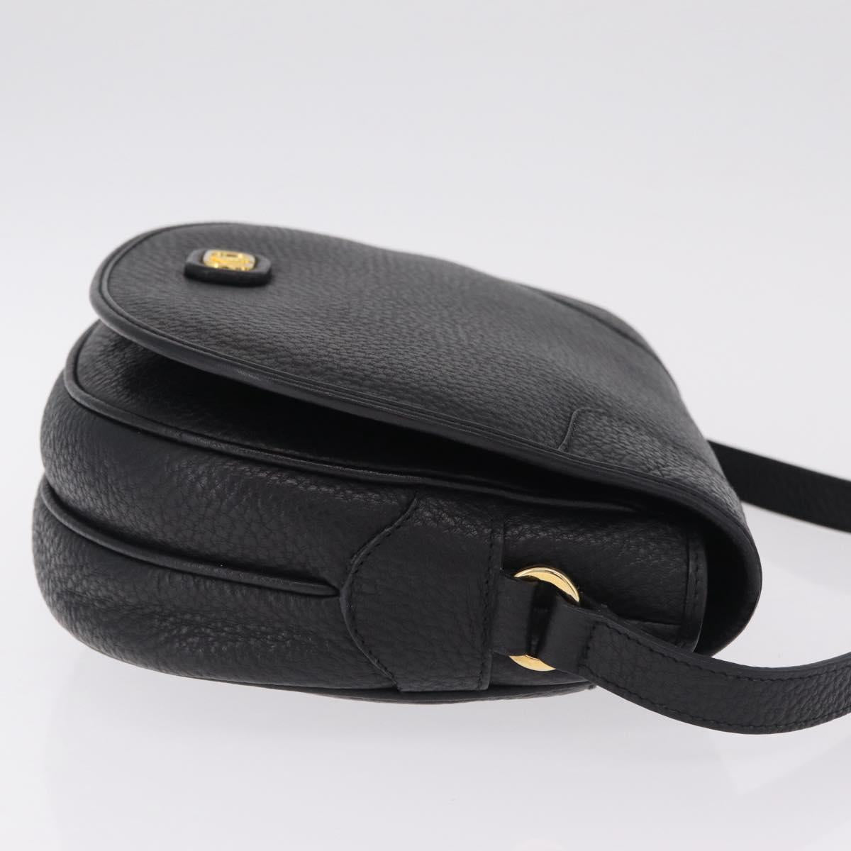 Valentino Shoulder Bag Leather Black Gold Auth 216251A