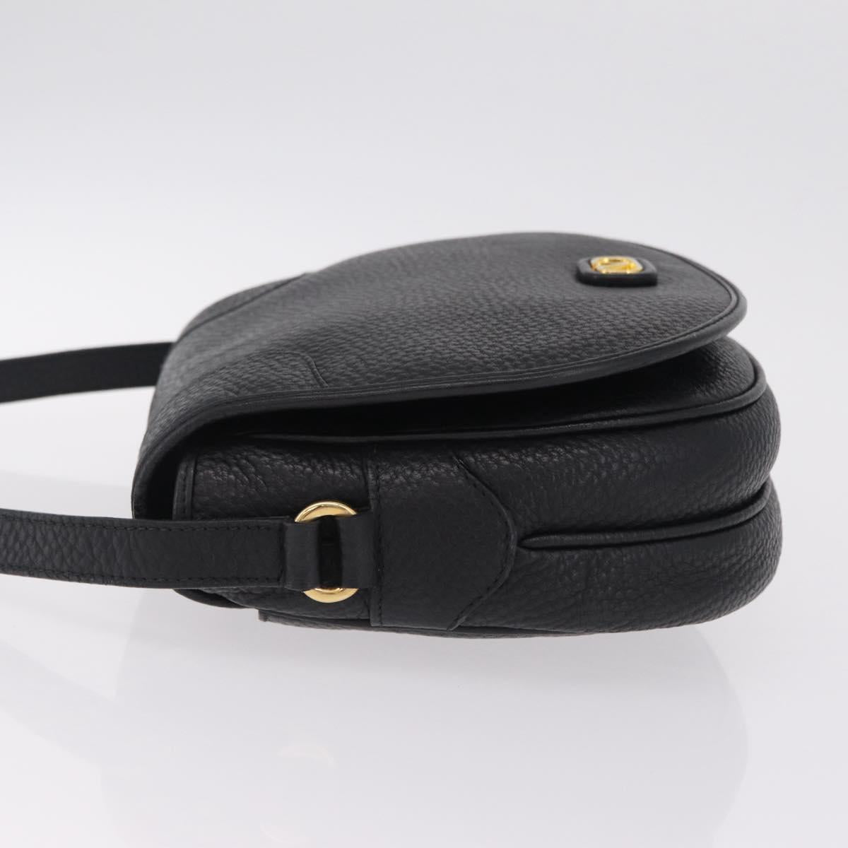 Valentino Shoulder Bag Leather Black Gold Auth 216251A