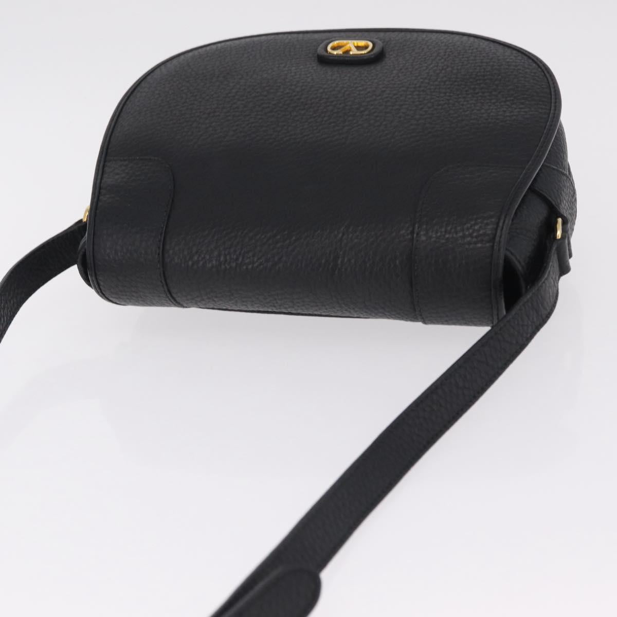 Valentino Shoulder Bag Leather Black Gold Auth 216251A