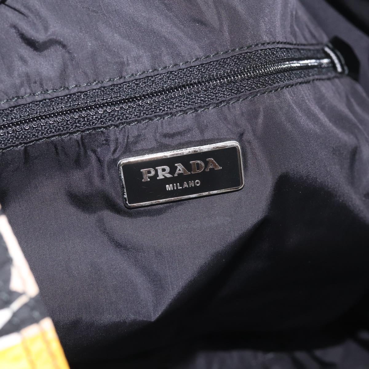 PRADA Tote Bag Nylon White Black Auth 216259