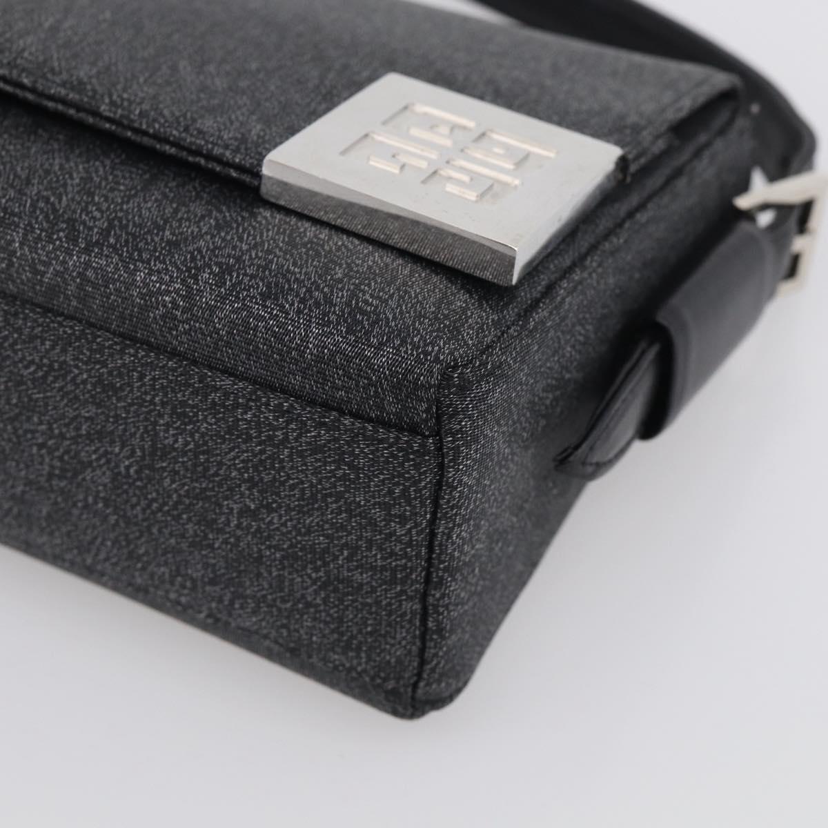 GIVENCHY Hand Bag Leather Black Silver Auth 216260A