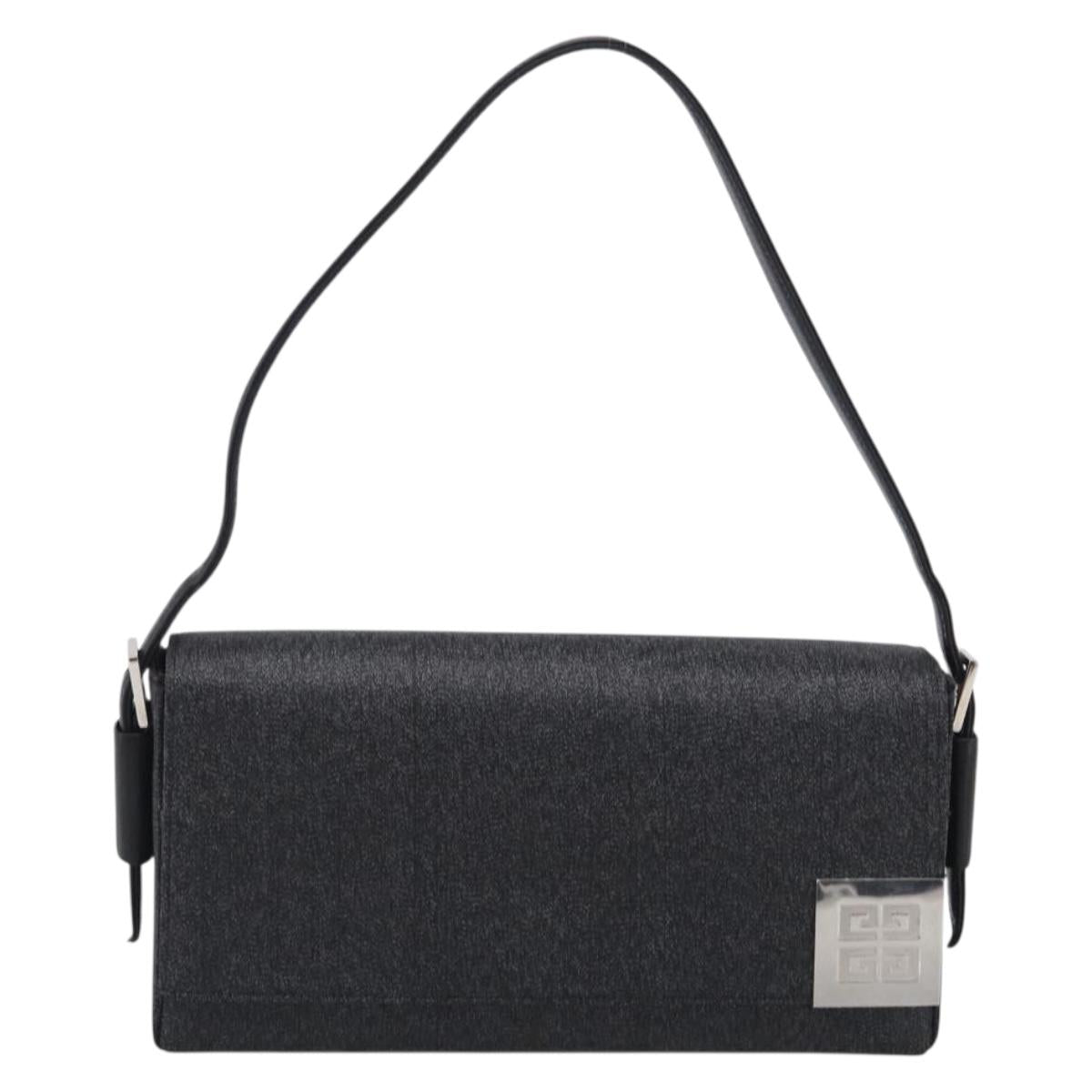 GIVENCHY Hand Bag Leather Black Silver Auth 216260A