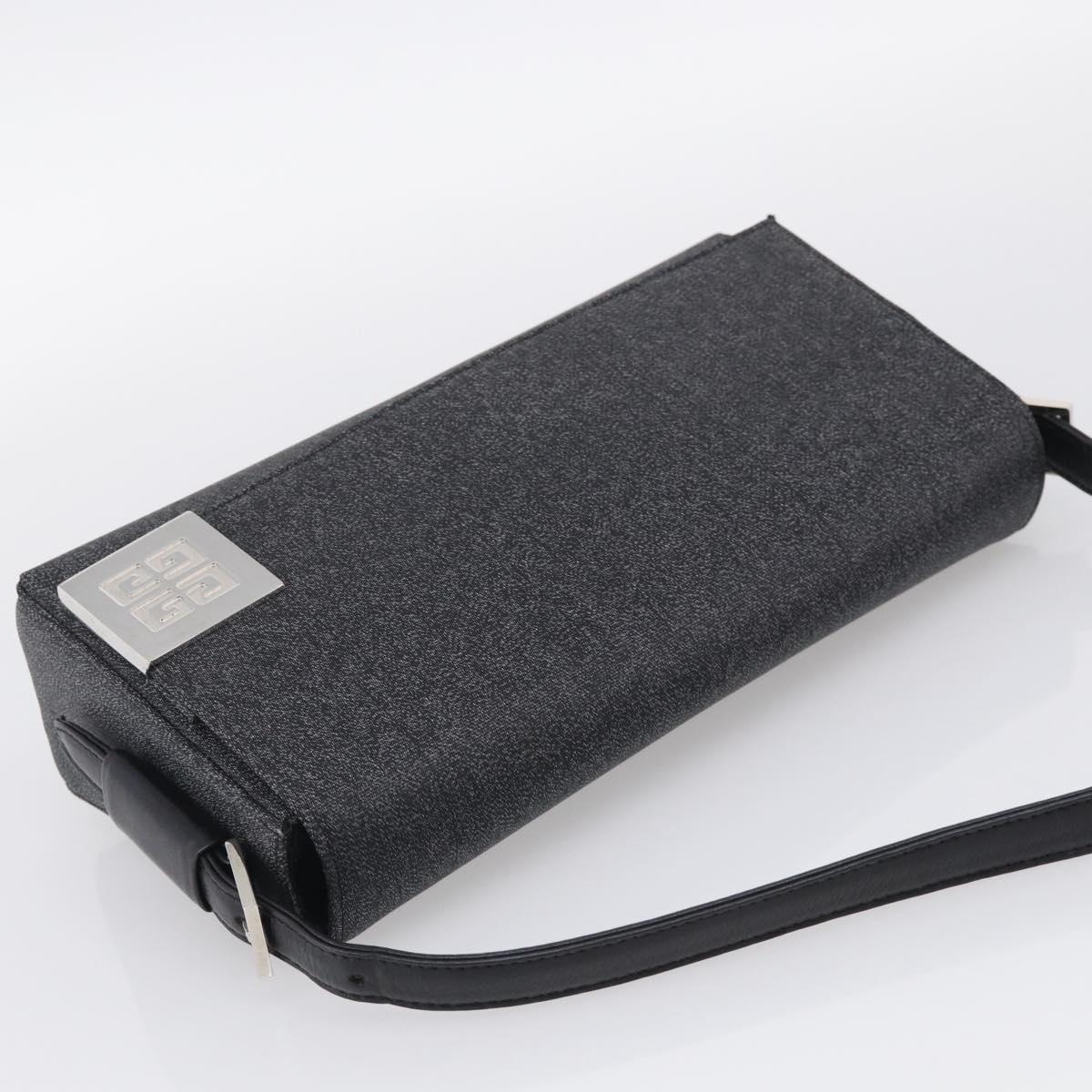 GIVENCHY Hand Bag Leather Black Silver Auth 216260A