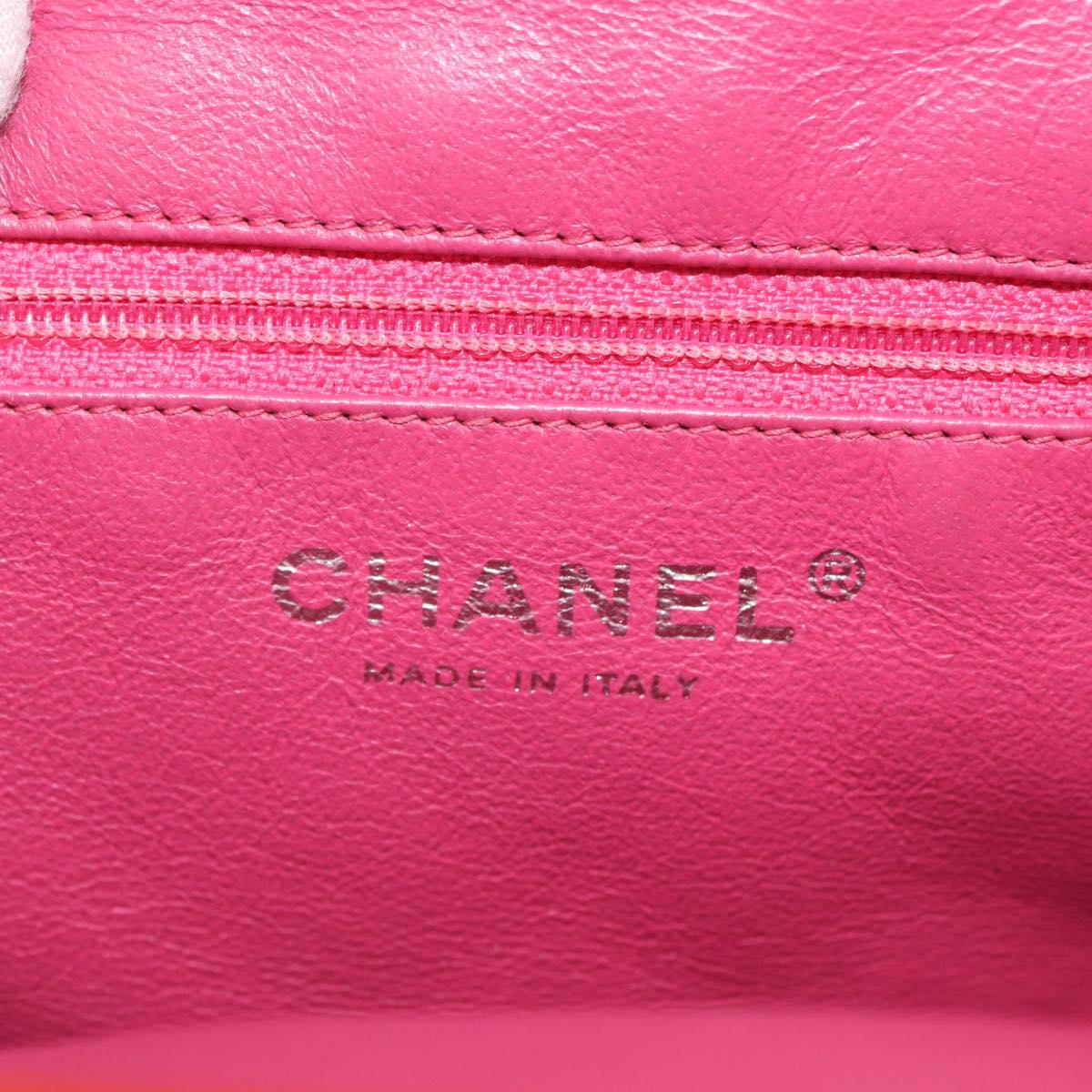 CHANEL Matelasse Clutch Bag Patent leather Orange Silver CC Auth 216262