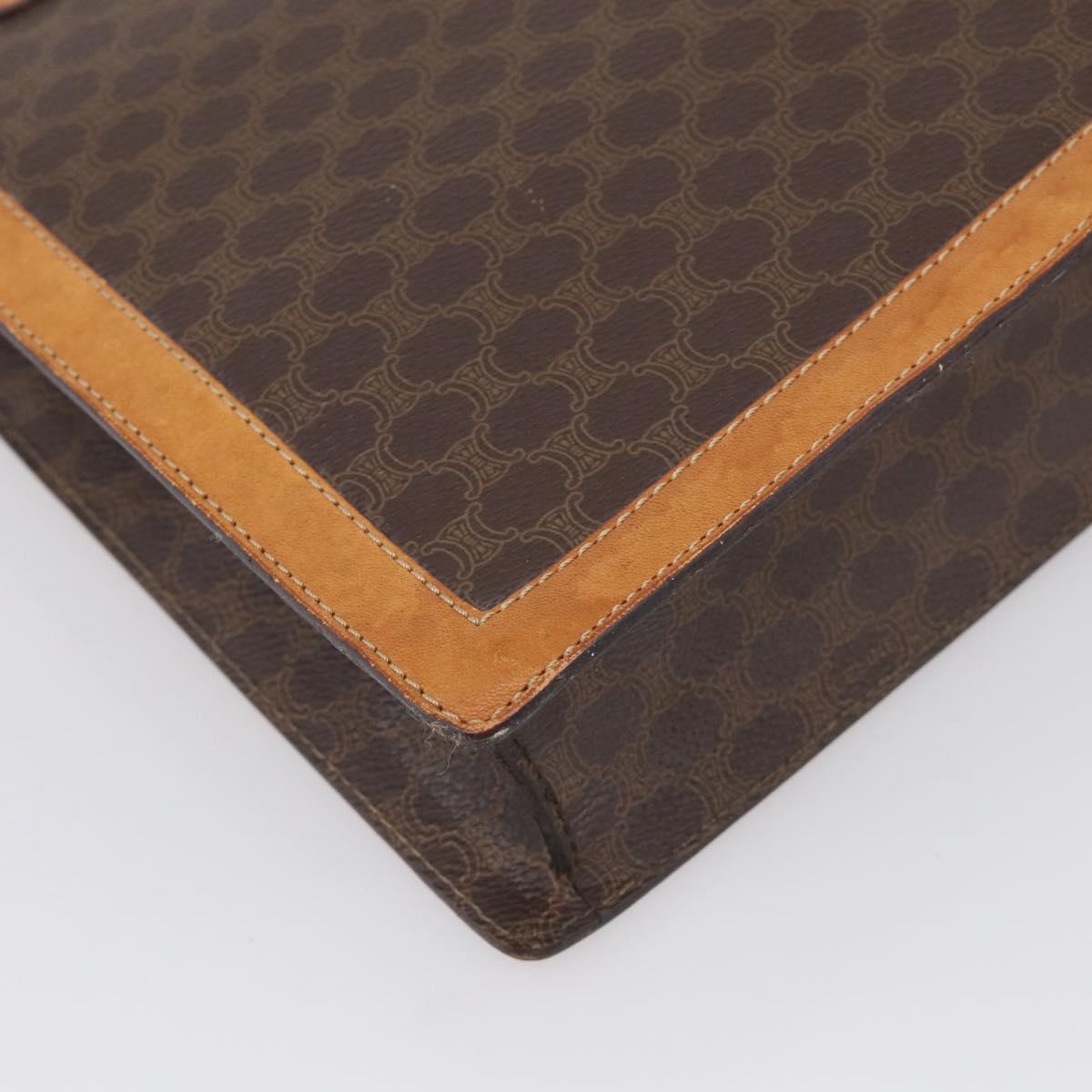 CELINE Macadam Canvas Hand Bag PVC Leather Brown Gold Auth 216265