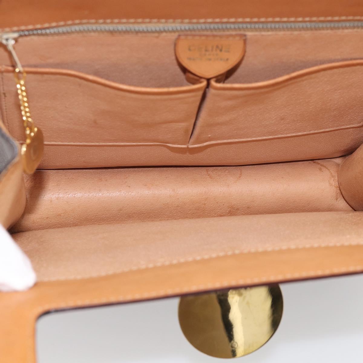 CELINE Macadam Canvas Hand Bag PVC Leather Brown Gold Auth 216265