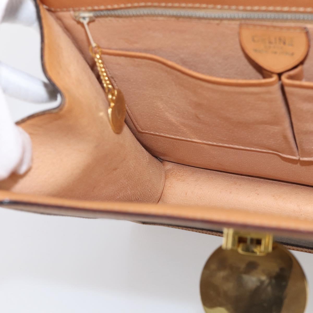 CELINE Macadam Canvas Hand Bag PVC Leather Brown Gold Auth 216265