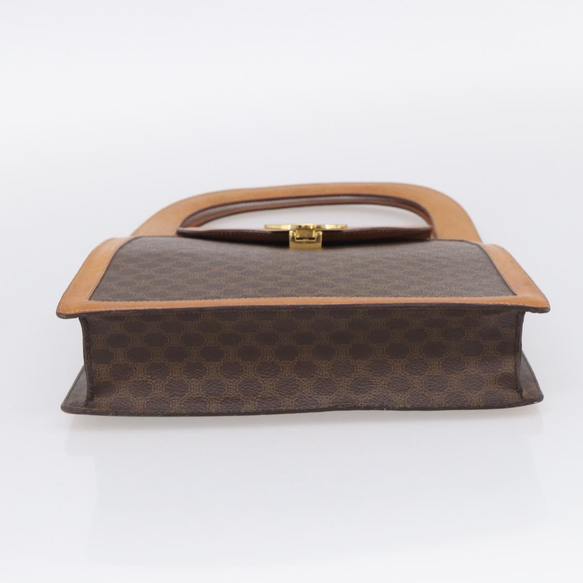 CELINE Macadam Canvas Hand Bag PVC Leather Brown Gold Auth 216265