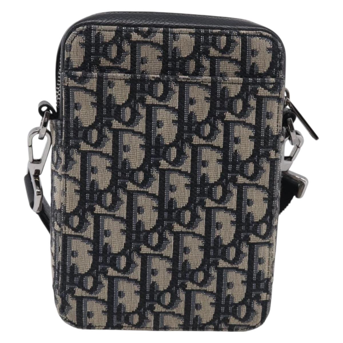 Christian Dior Trotter Canvas Oblique Messenger Pouch Bag Navy Auth 216266V