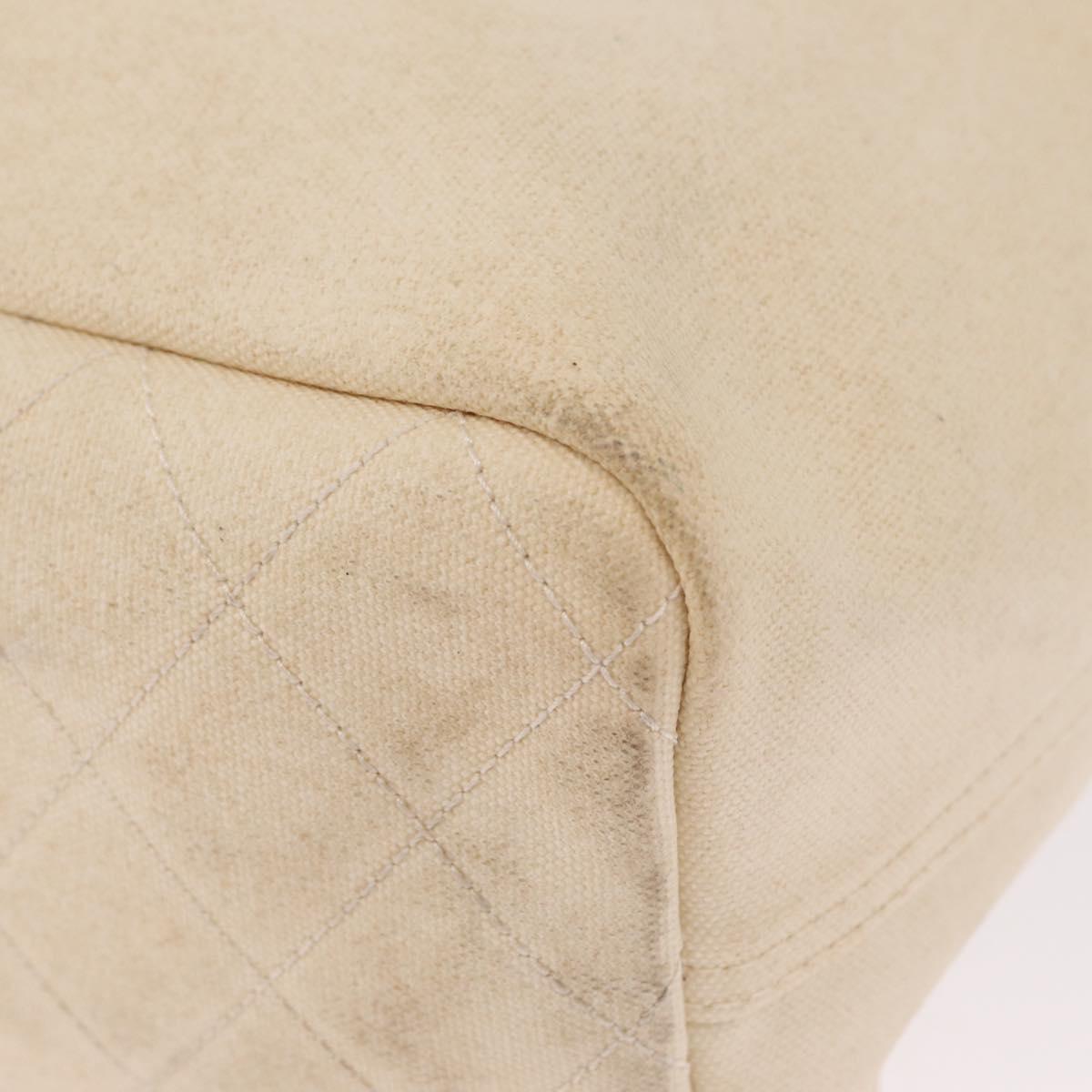 CHANEL Mobile Art Pavilion Tote Bag Coated Canvas Ivory Silver CC Auth 216269