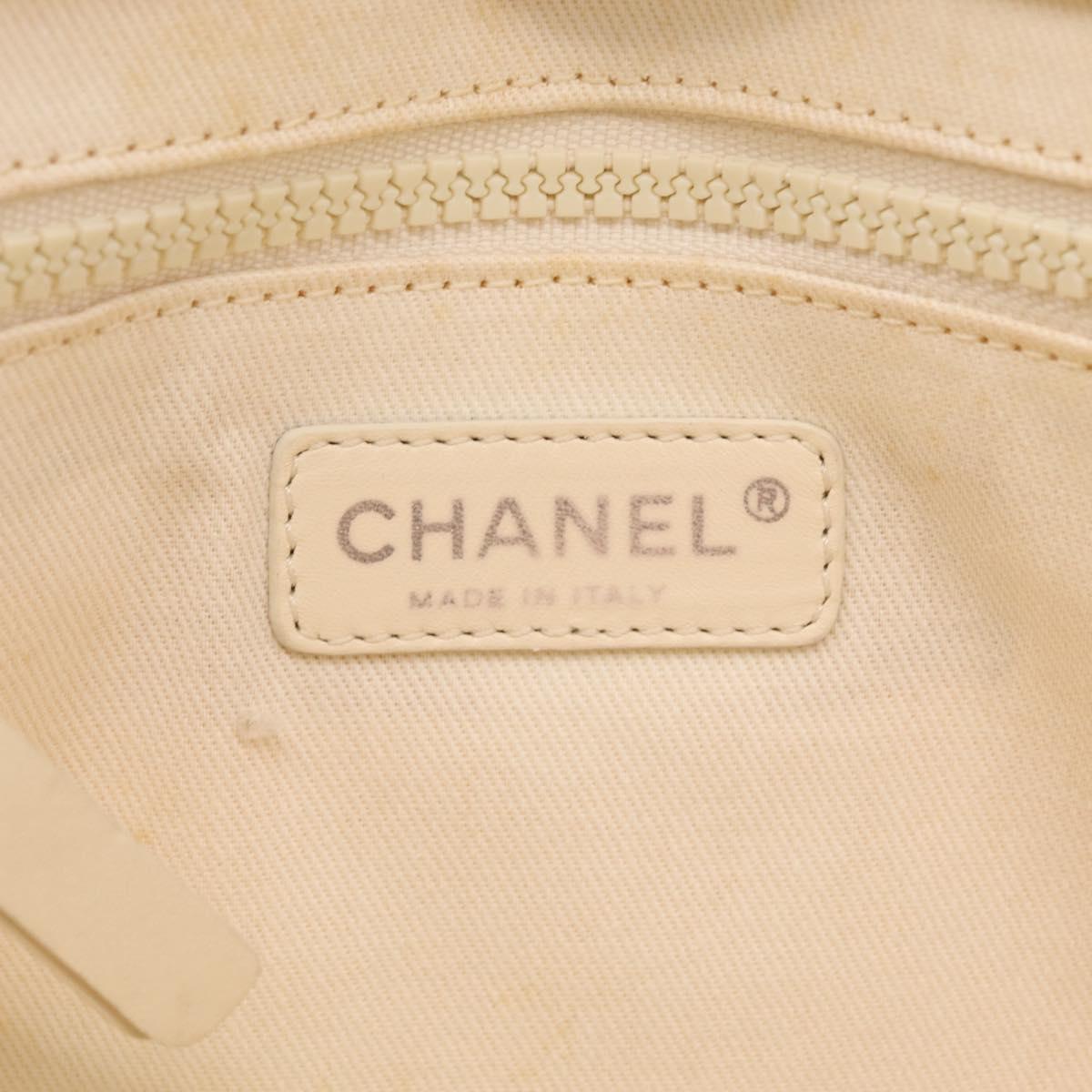 CHANEL Mobile Art Pavilion Tote Bag Coated Canvas Ivory Silver CC Auth 216269