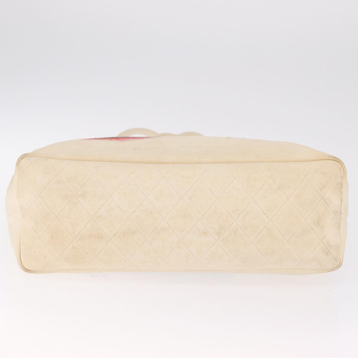 CHANEL Mobile Art Pavilion Tote Bag Coated Canvas Ivory Silver CC Auth 216269