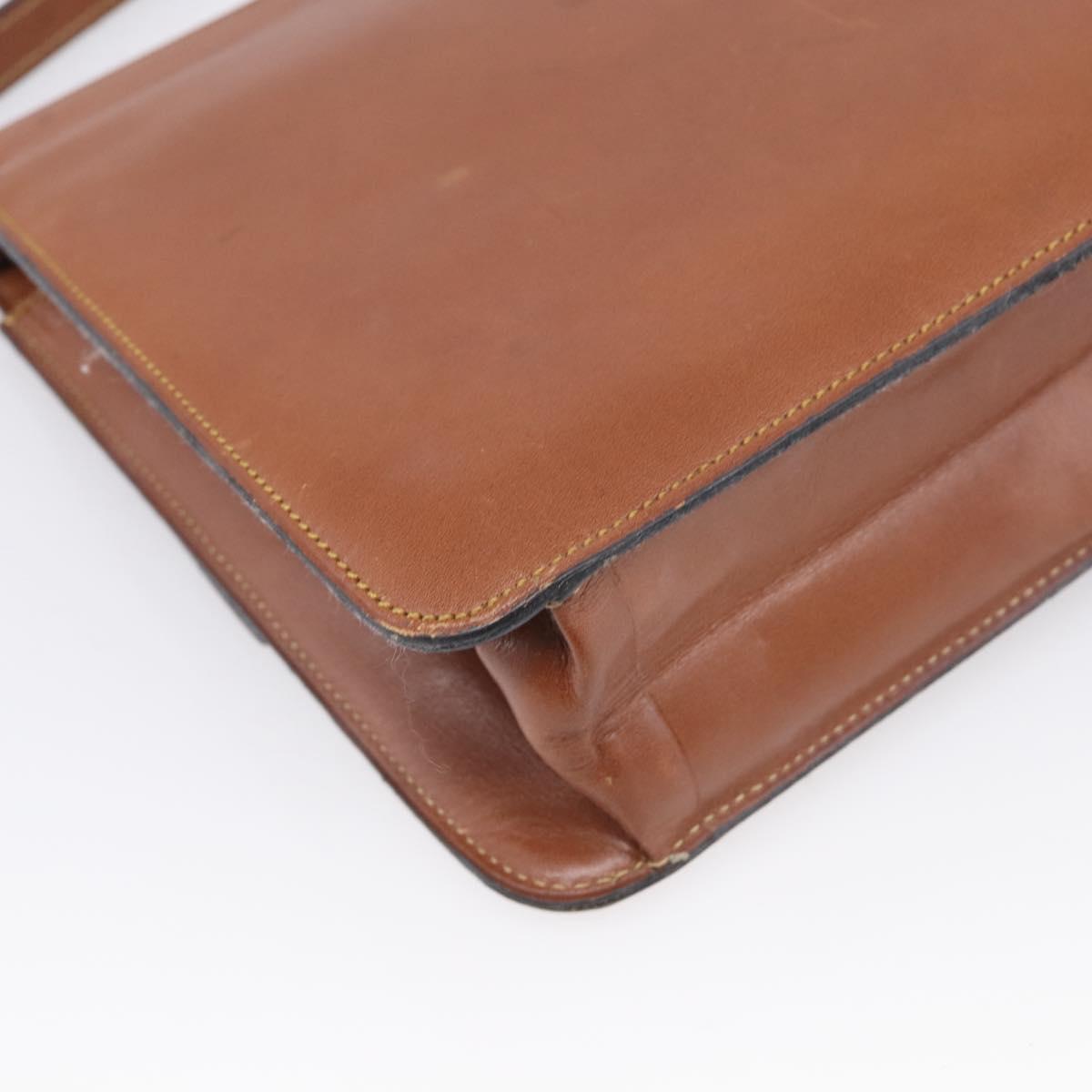 Christian Dior Shoulder Bag Leather Brown Gold Auth 216270