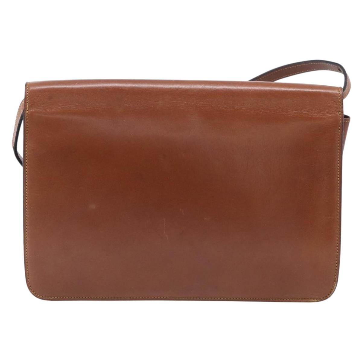 Christian Dior Shoulder Bag Leather Brown Gold Auth 216270