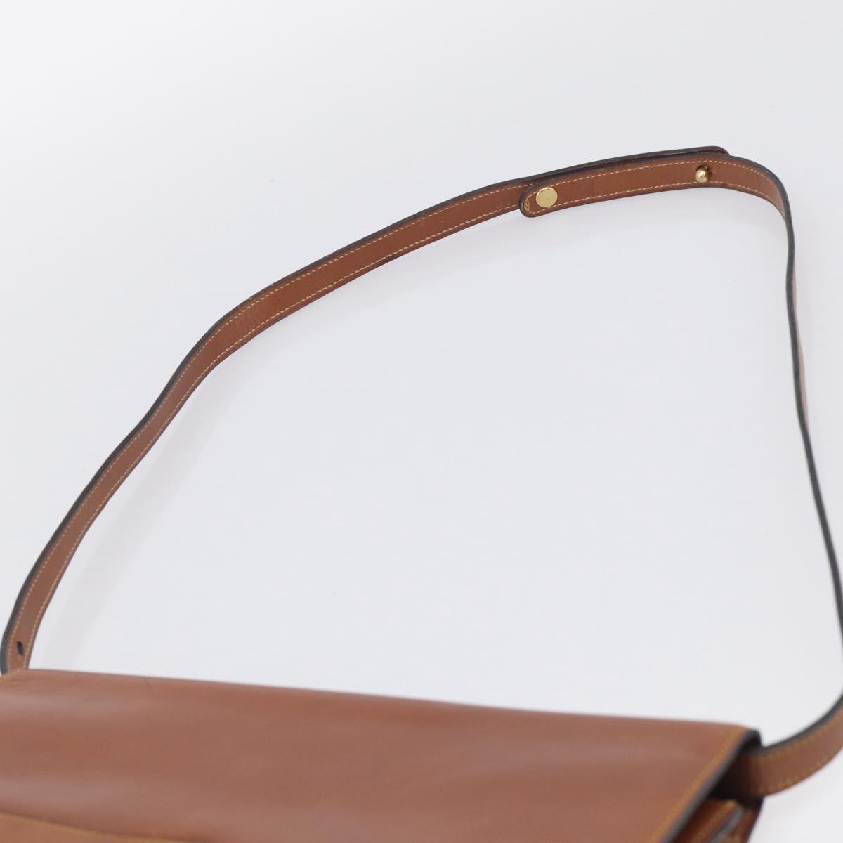 Christian Dior Shoulder Bag Leather Brown Gold Auth 216270
