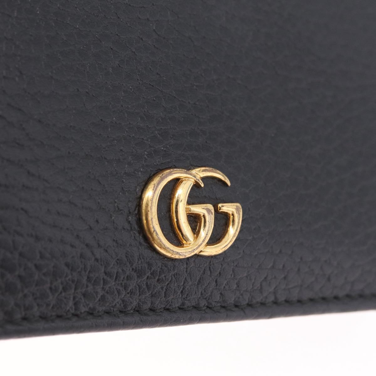 GUCCI GG Marmont Bifold Wallet Leather Black Gold 456126 Auth 216273V