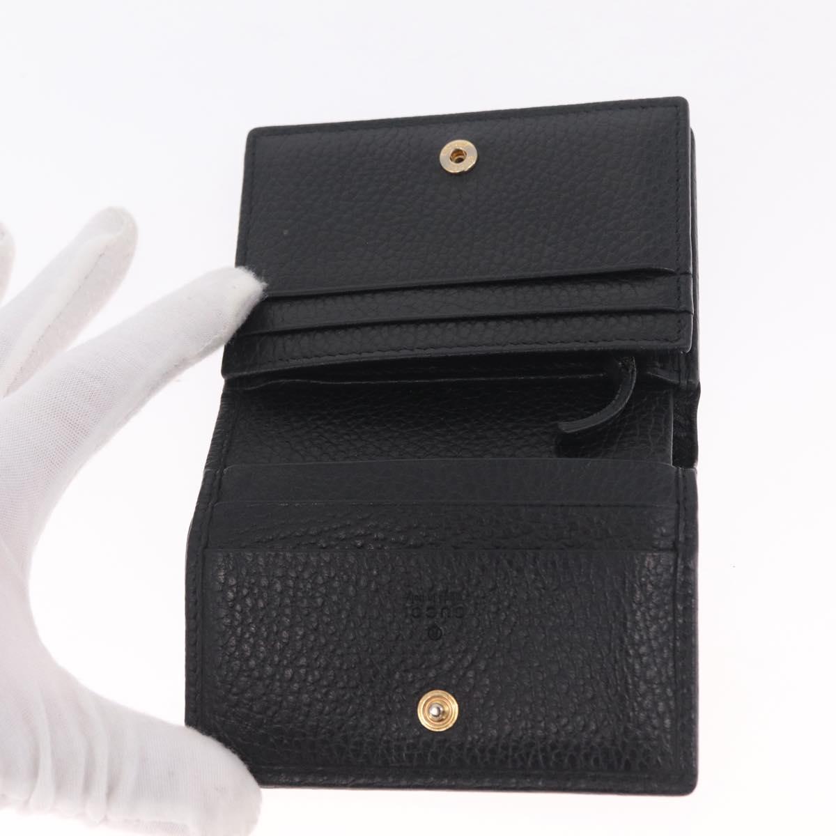 GUCCI GG Marmont Bifold Wallet Leather Black Gold 456126 Auth 216273V