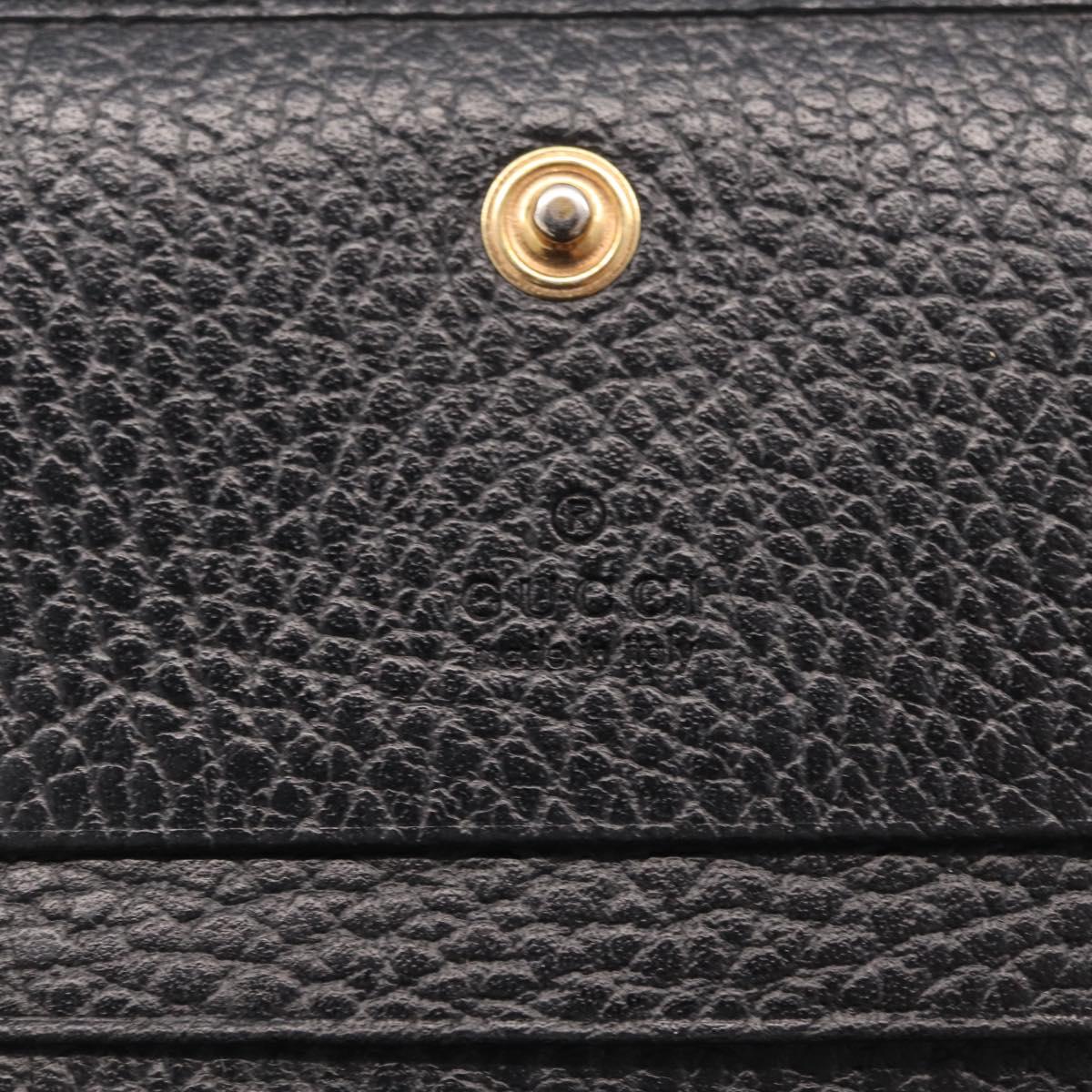 GUCCI GG Marmont Bifold Wallet Leather Black Gold 456126 Auth 216273V