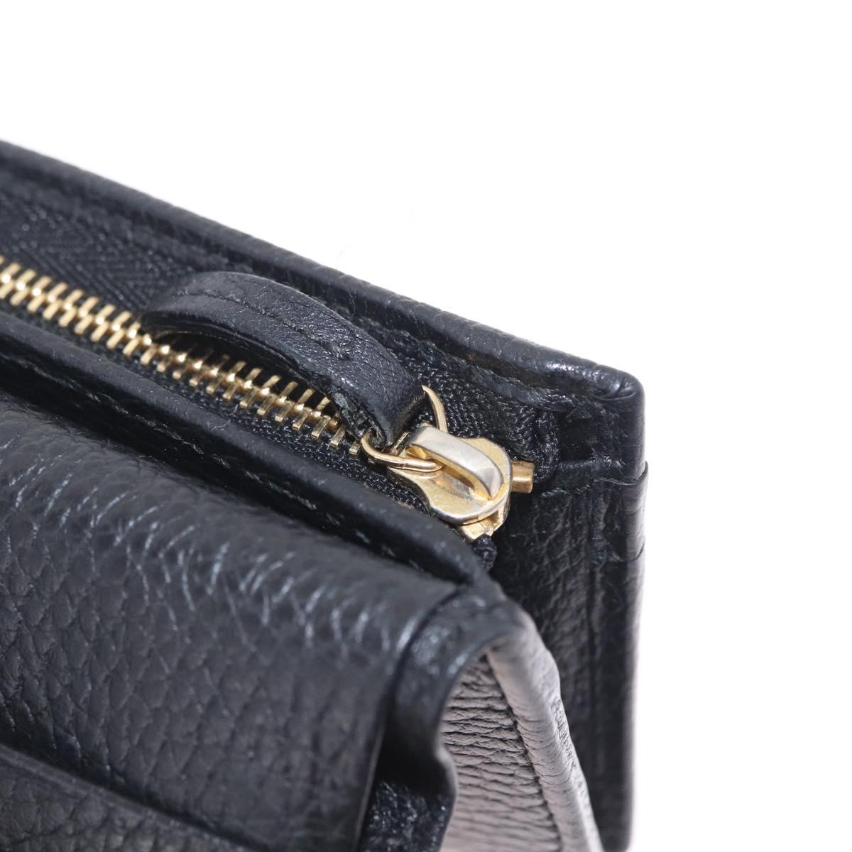 GUCCI GG Marmont Bifold Wallet Leather Black Gold 456126 Auth 216273V