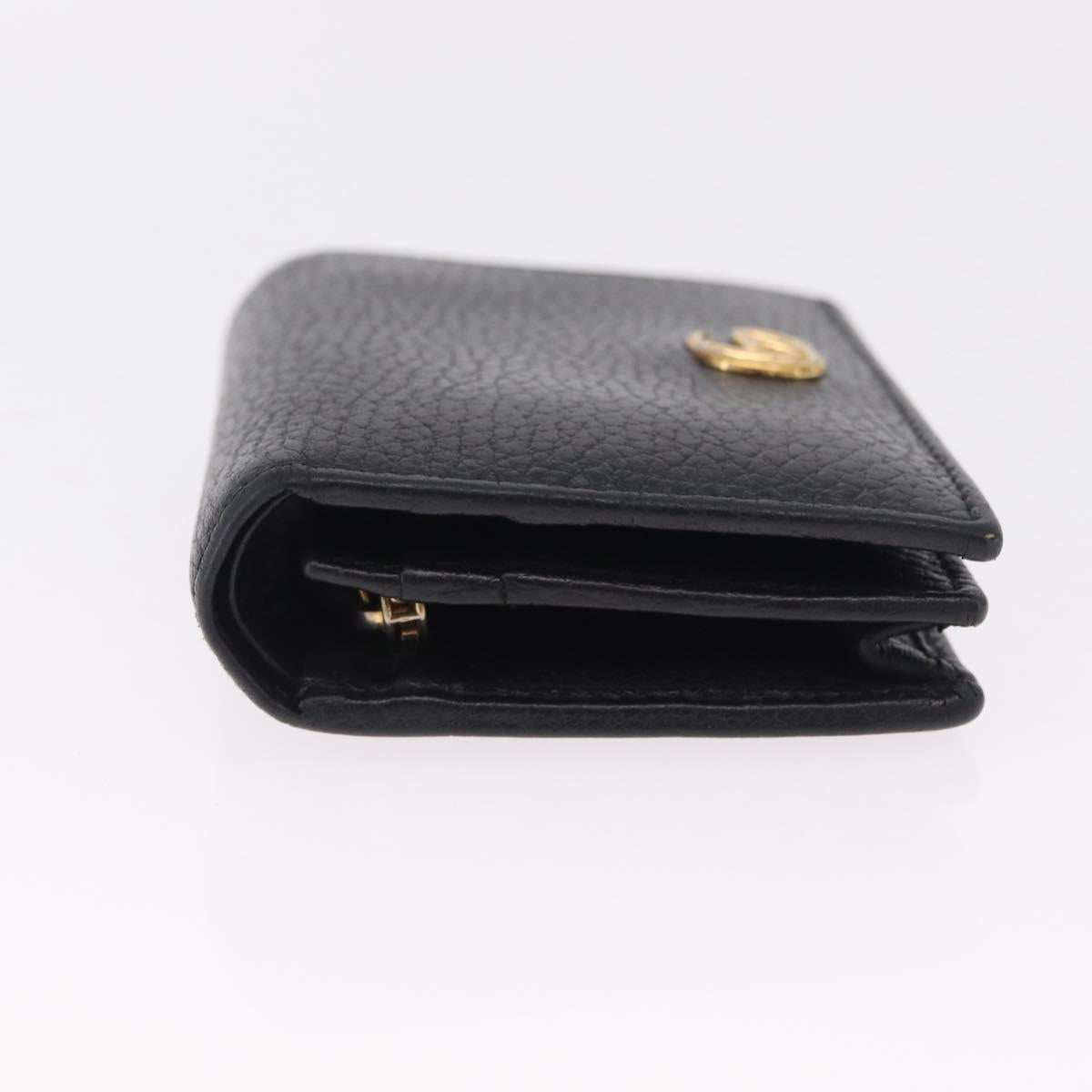 GUCCI GG Marmont Bifold Wallet Leather Black Gold 456126 Auth 216273V