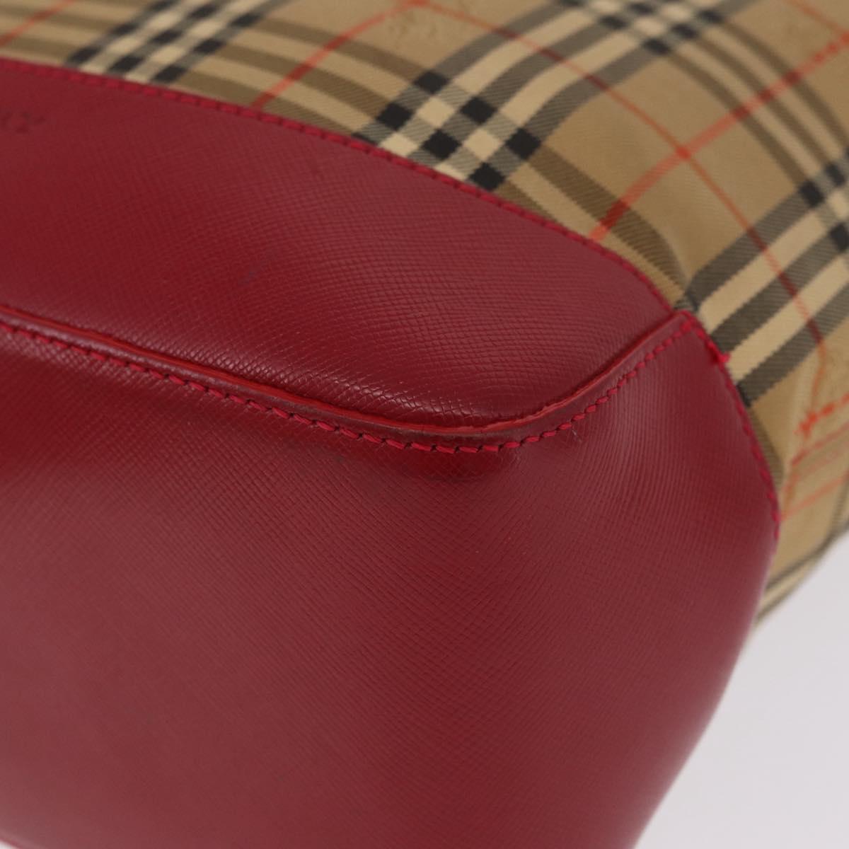 BURBERRY Nova Check Shoulder Bag Canvas Beige Gold Auth 216286A