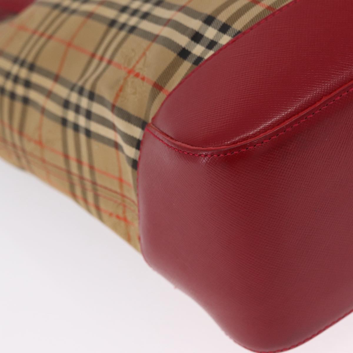 BURBERRY Nova Check Shoulder Bag Canvas Beige Gold Auth 216286A