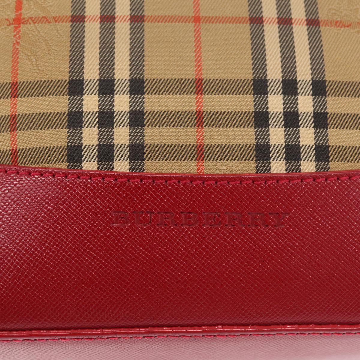 BURBERRY Nova Check Shoulder Bag Canvas Beige Gold Auth 216286A