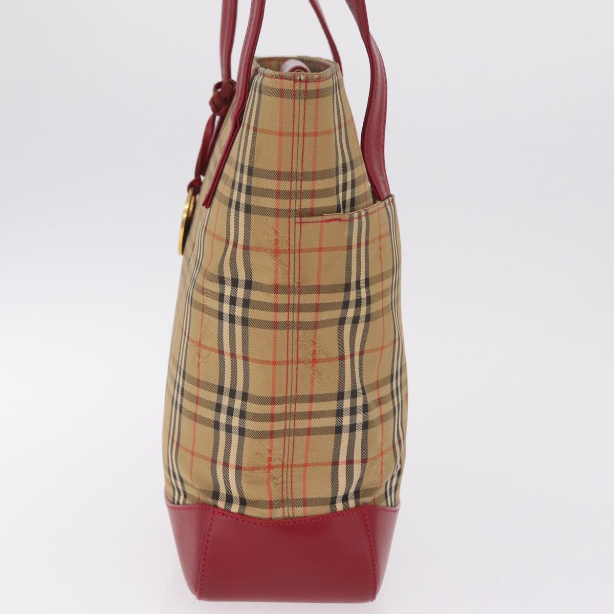 BURBERRY Nova Check Shoulder Bag Canvas Beige Gold Auth 216286A