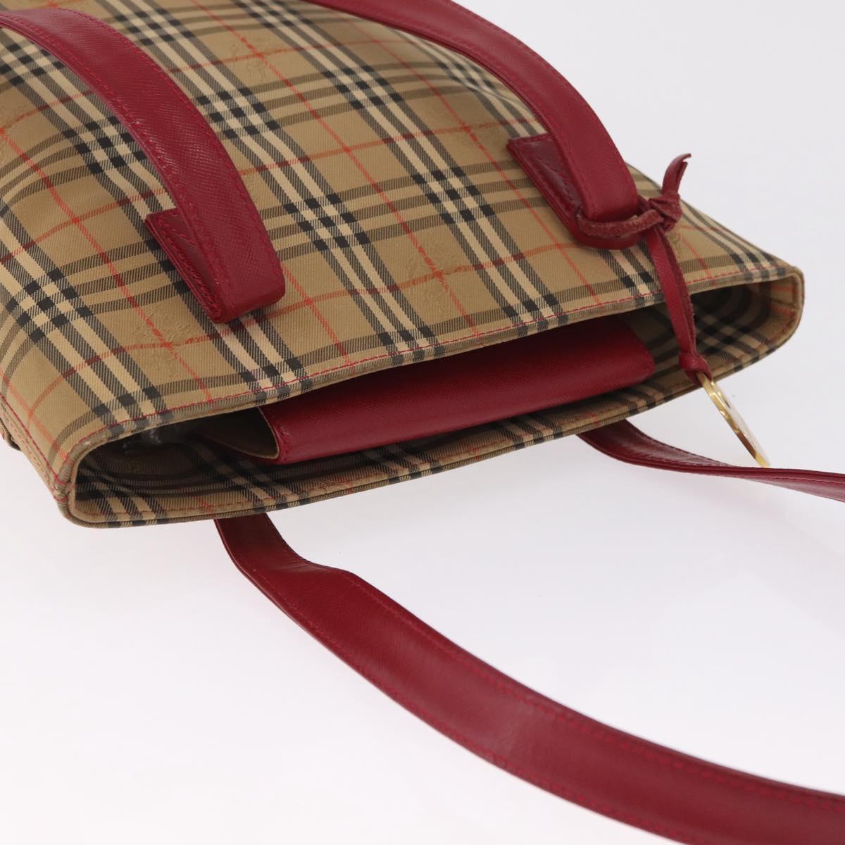 BURBERRY Nova Check Shoulder Bag Canvas Beige Gold Auth 216286A