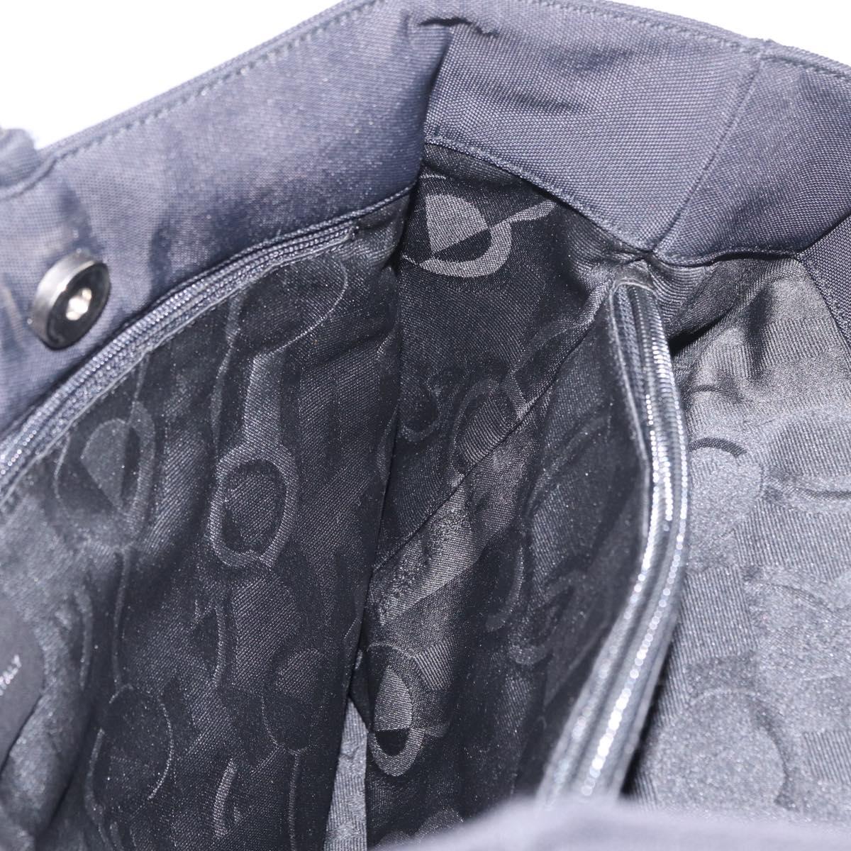 Salvatore Ferragamo Vala Tote Bag Canvas Black Silver Auth 216287A