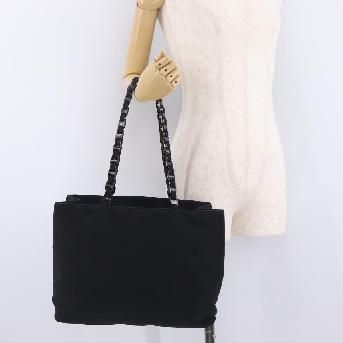 Salvatore Ferragamo Vala Tote Bag Canvas Black Silver Auth 216287A