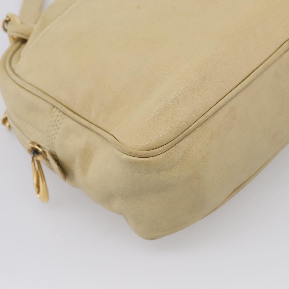 LOEWE Shoulder Bag Leather Beige Gold Auth 216289