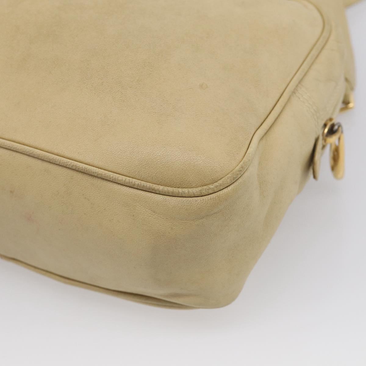LOEWE Shoulder Bag Leather Beige Gold Auth 216289