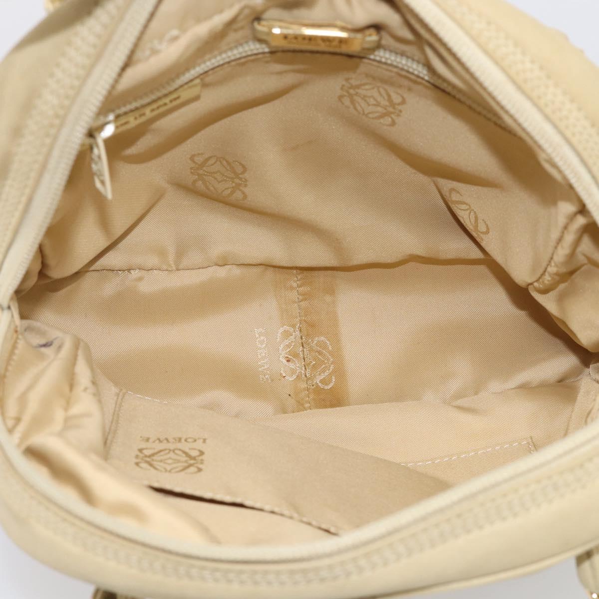 LOEWE Shoulder Bag Leather Beige Gold Auth 216289