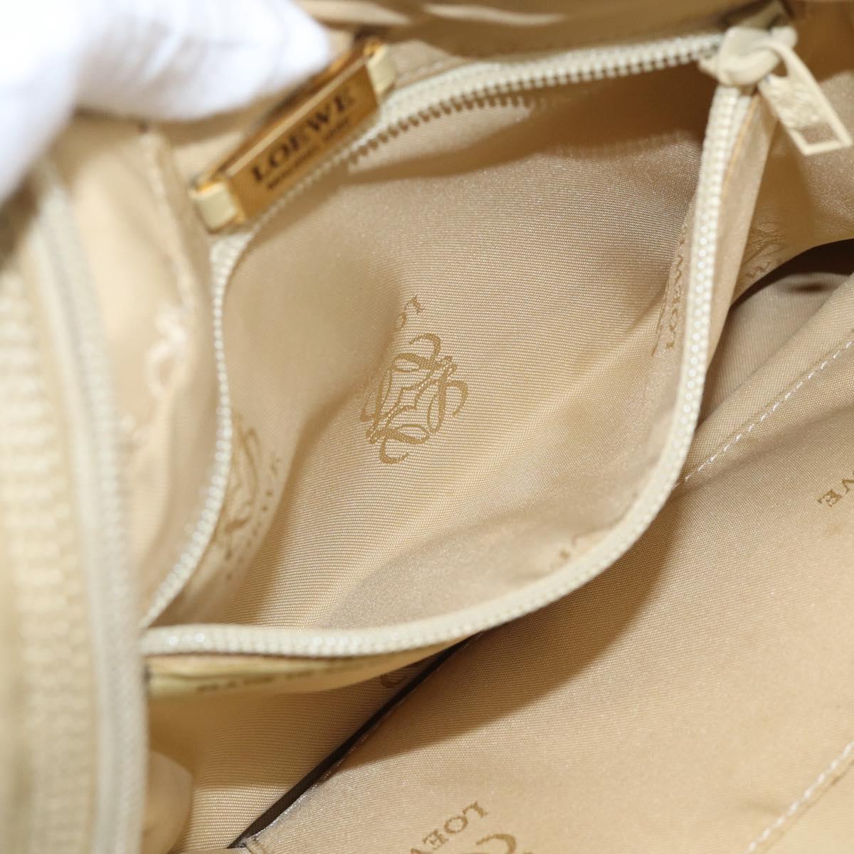 LOEWE Shoulder Bag Leather Beige Gold Auth 216289