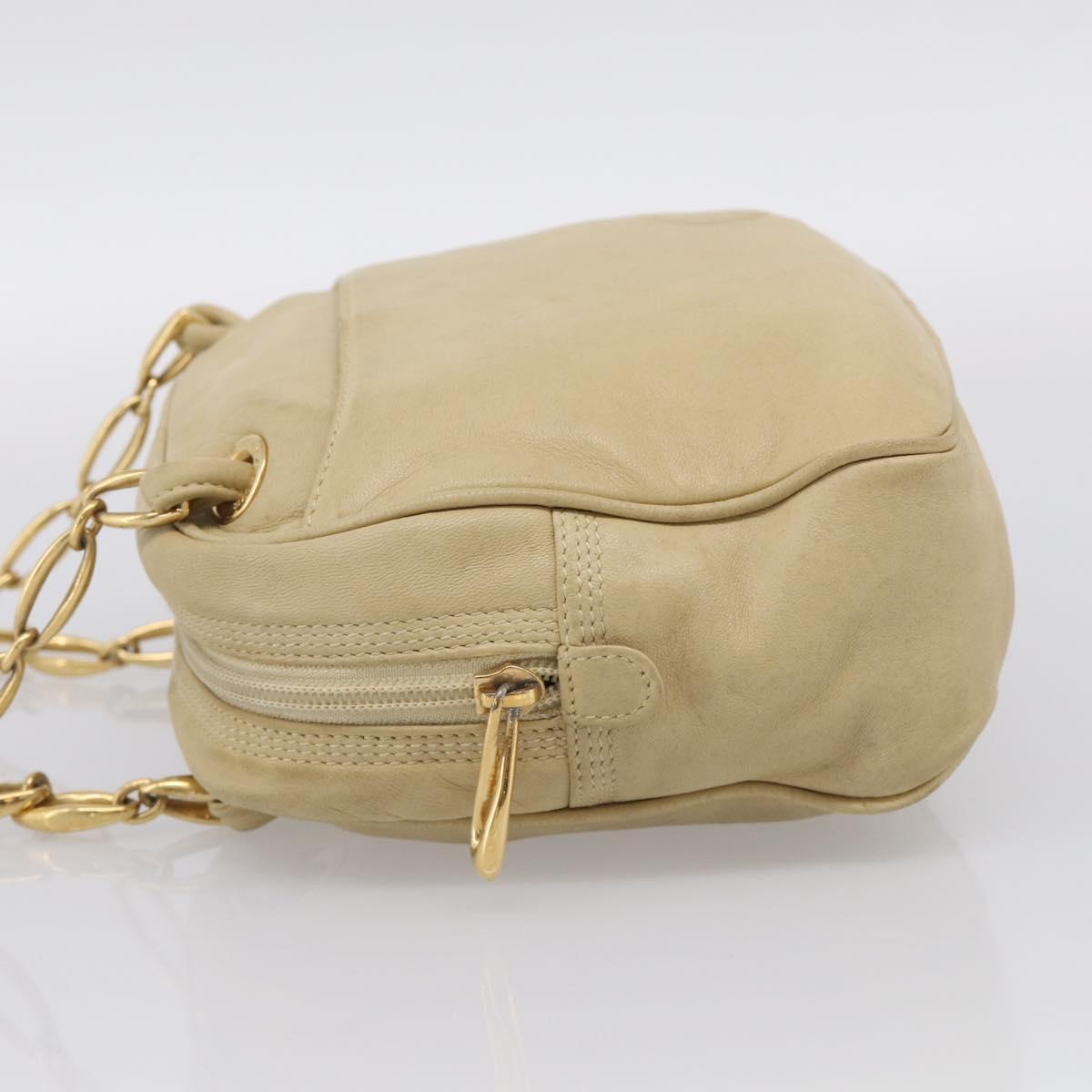 LOEWE Shoulder Bag Leather Beige Gold Auth 216289