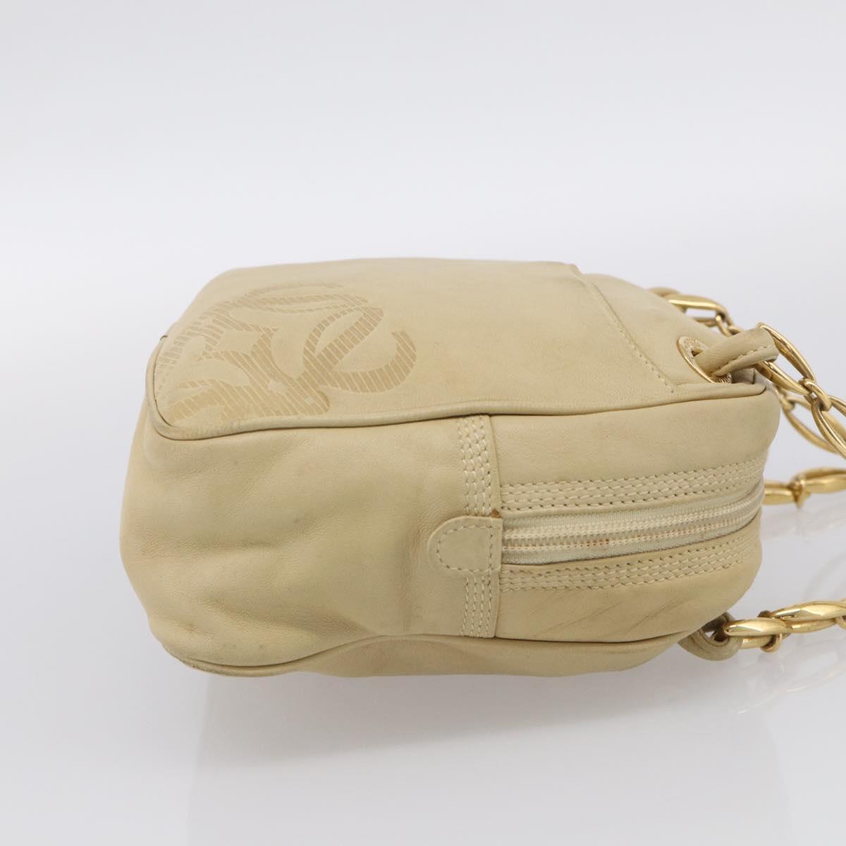 LOEWE Shoulder Bag Leather Beige Gold Auth 216289