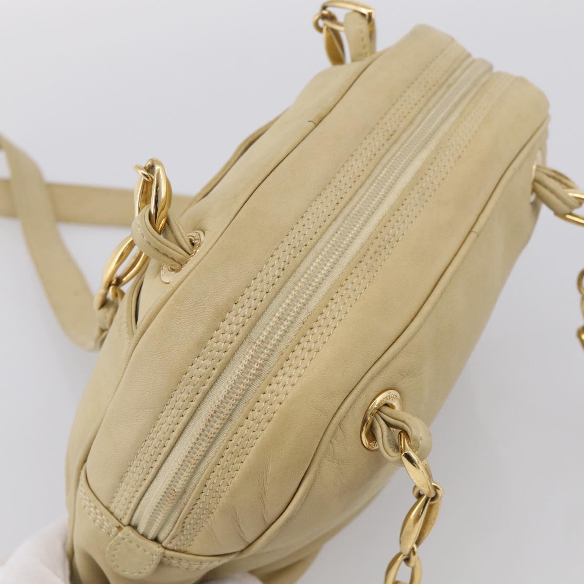 LOEWE Shoulder Bag Leather Beige Gold Auth 216289