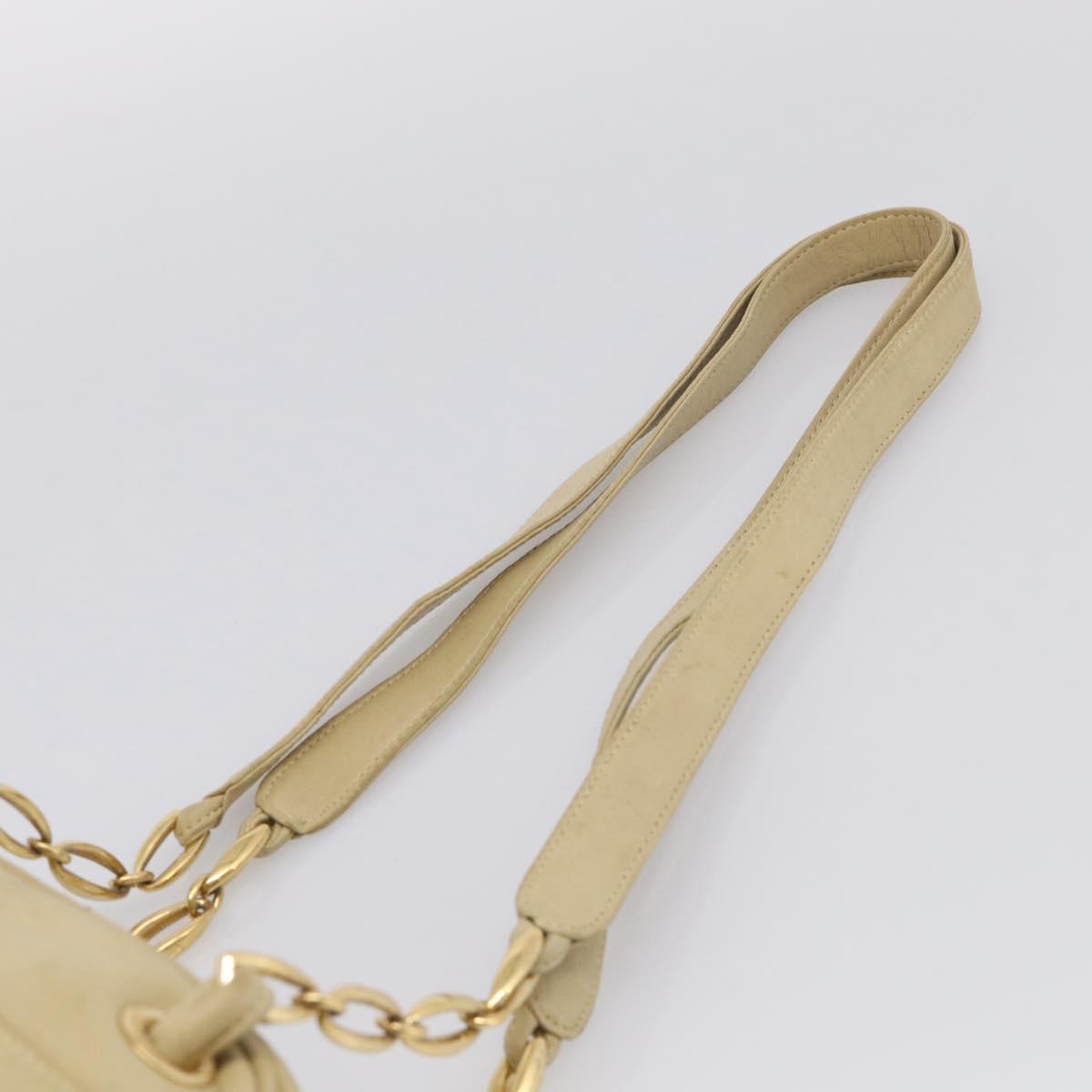LOEWE Shoulder Bag Leather Beige Gold Auth 216289