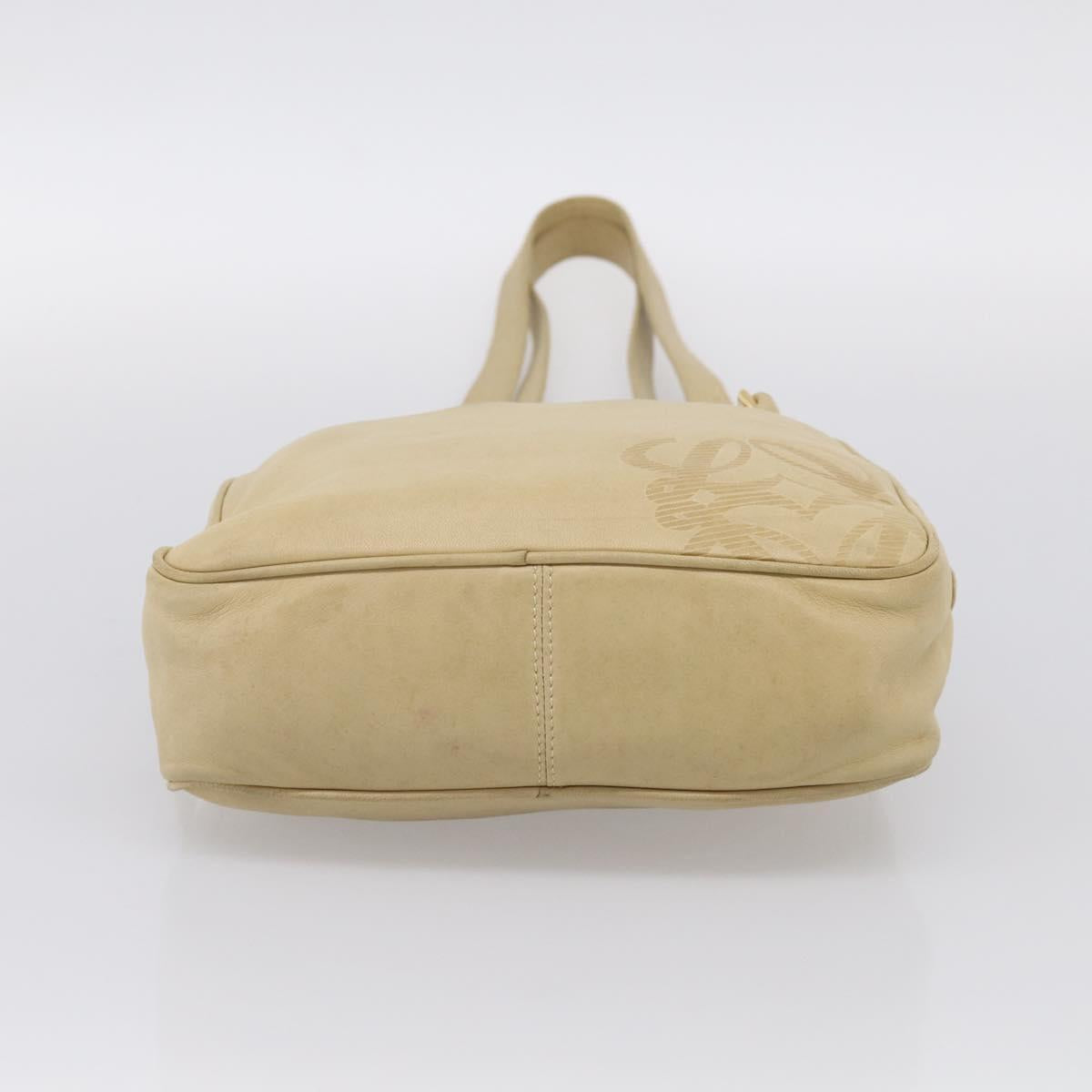LOEWE Shoulder Bag Leather Beige Gold Auth 216289