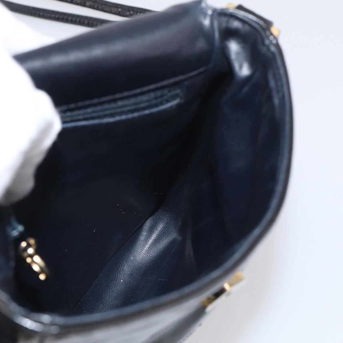 CHANEL Matelasse Shoulder Bag Patent leather Black Gold CC Auth 216292