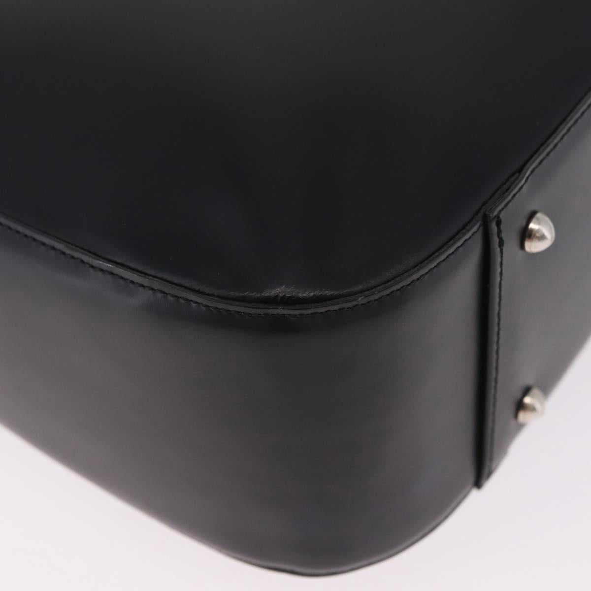Burberrys Tote Bag Leather Black Silver Auth 216296A