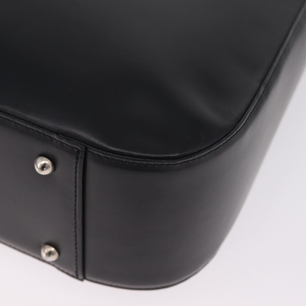 Burberrys Tote Bag Leather Black Silver Auth 216296A