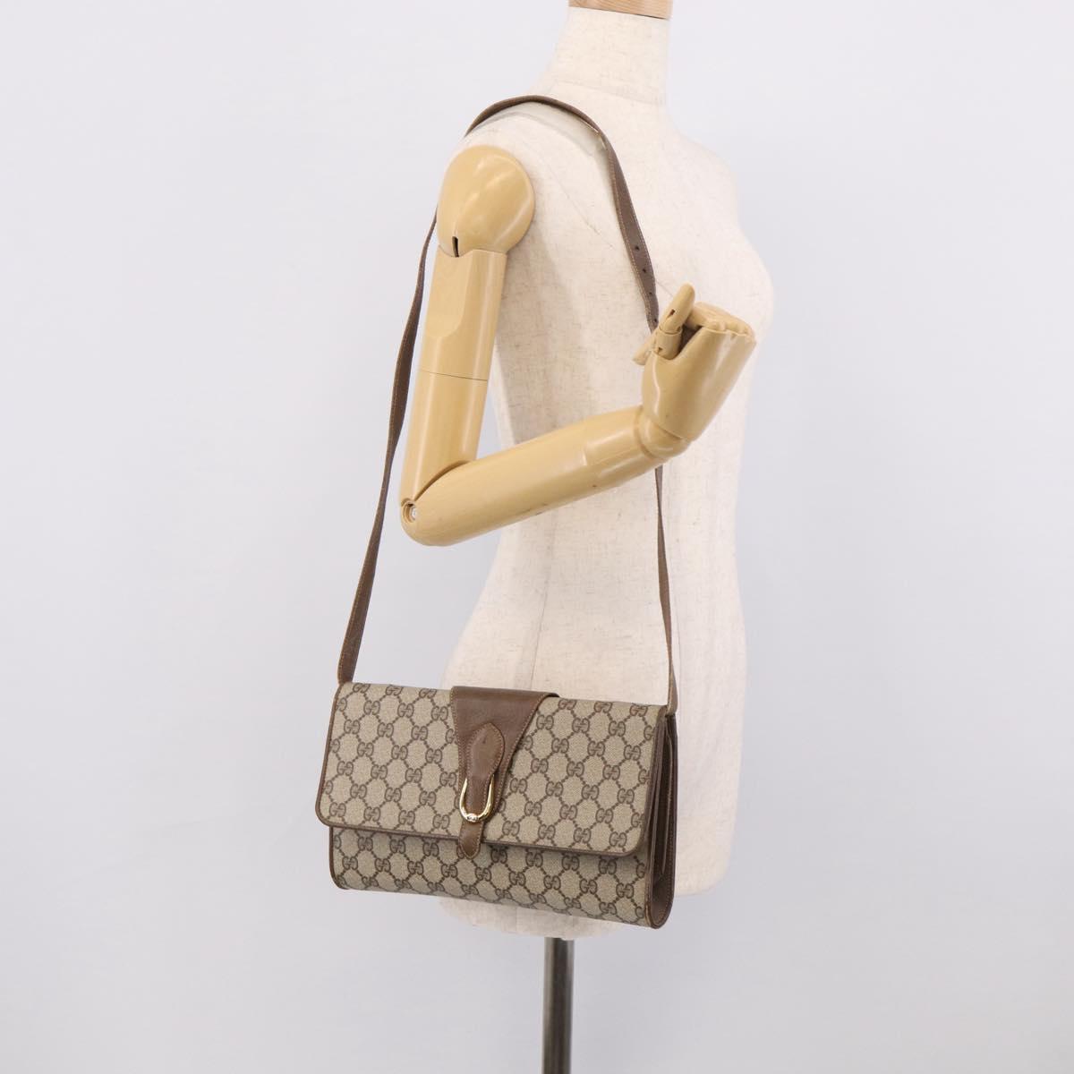 GUCCI GG Supreme Shoulder Bag PVC Beige Gold 904 02 050 Auth 216297