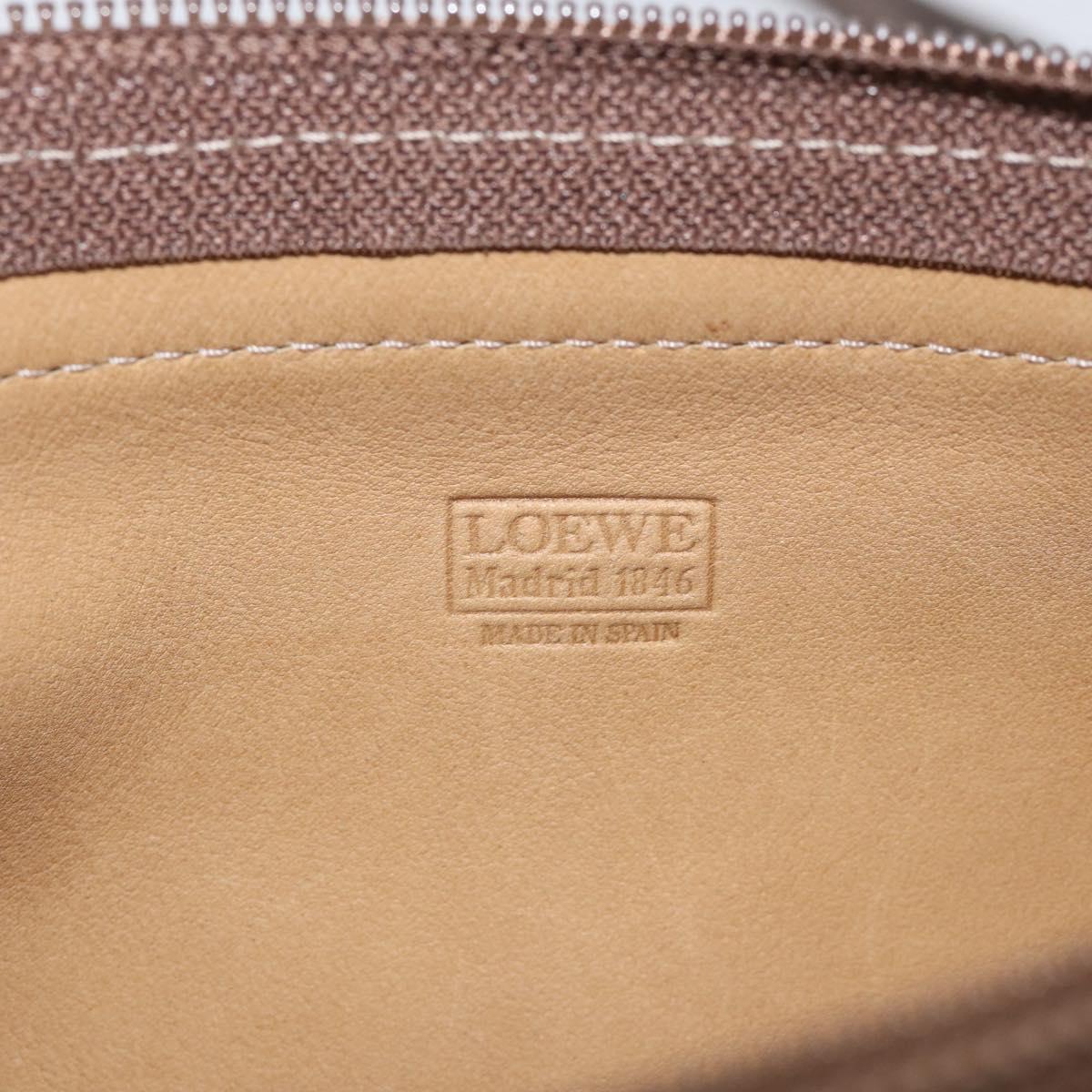 LOEWE Shoulder Bag Suede Beige Gold Auth 216298A
